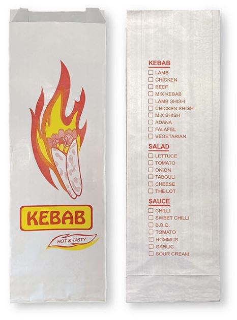 Kebab Foil Bag Printed white  250pc/pk